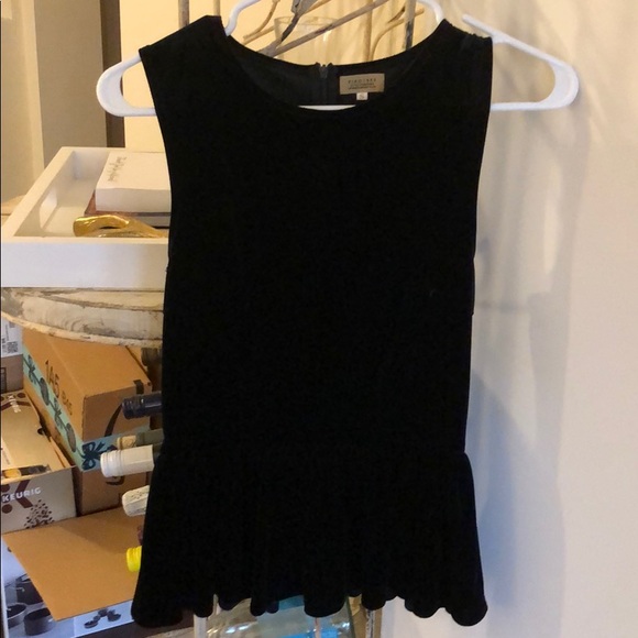 Black velvet peplum top - Picture 1 of 3